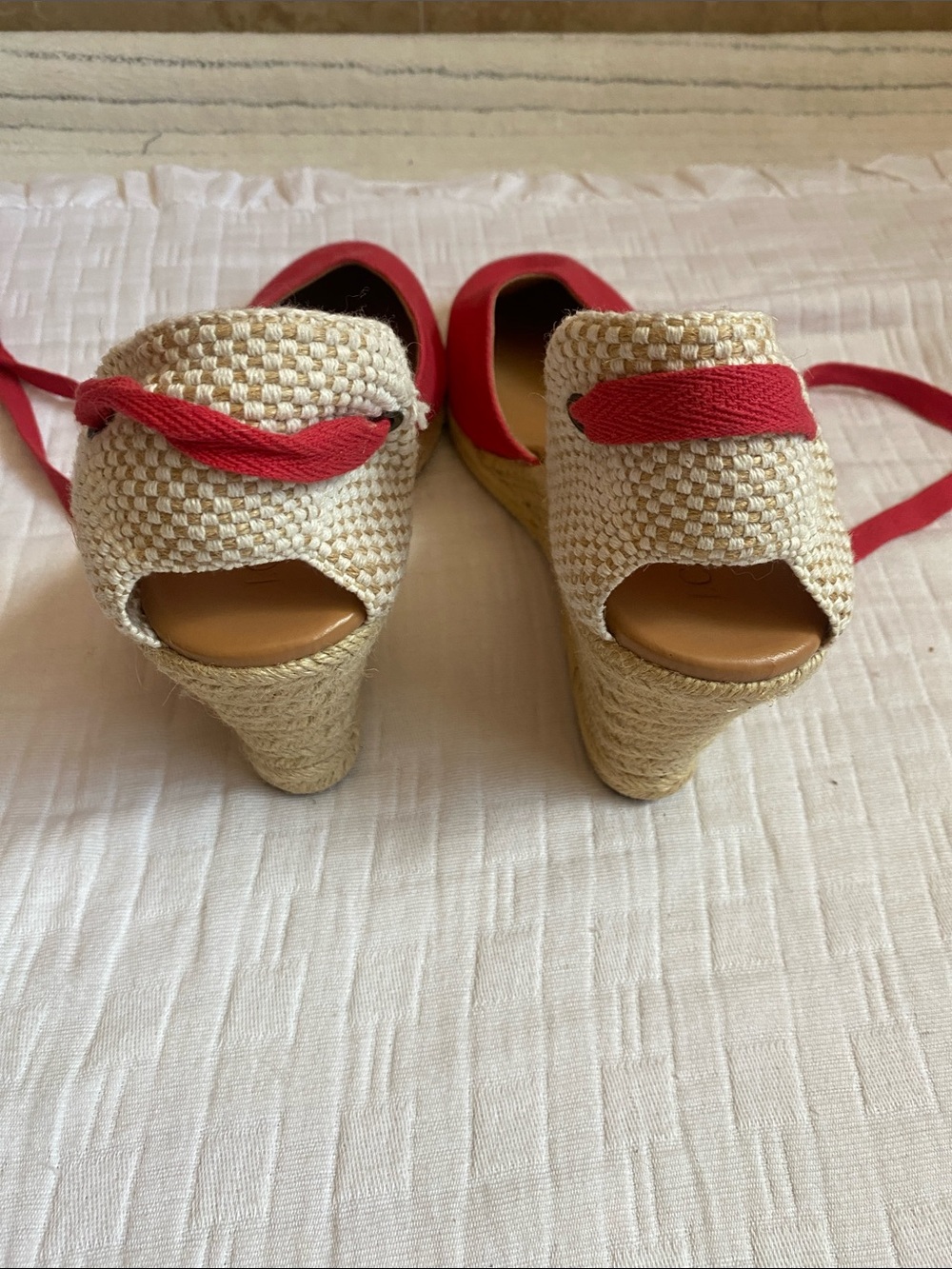J. CREW Red Canvas Tie-Wrap Espadrille Flats - Picture 5 of 8